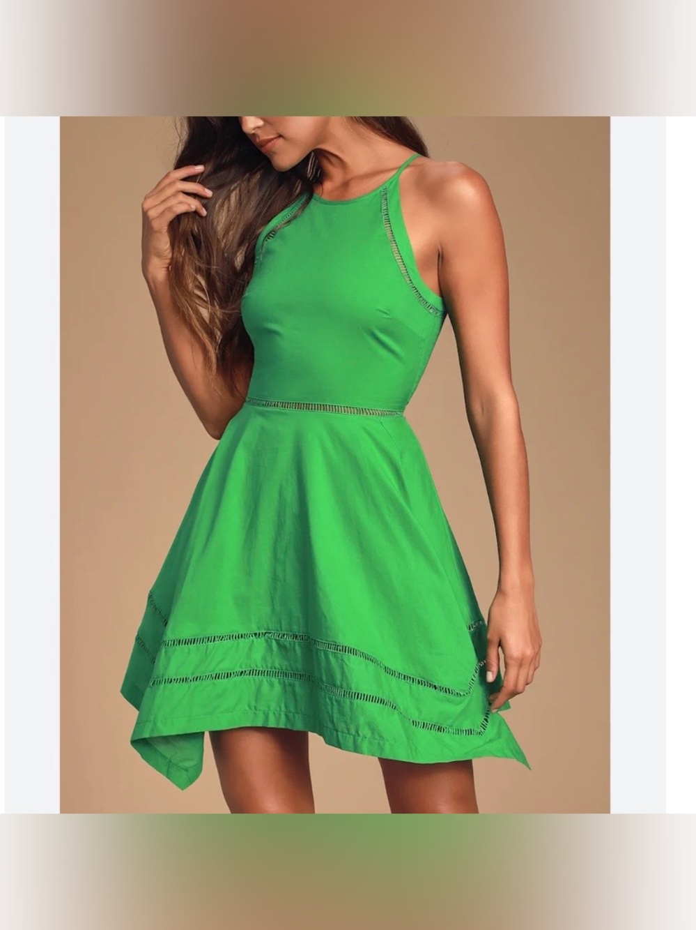 NWT Lulus Catch Your Eye Green Skater Dress Size Small